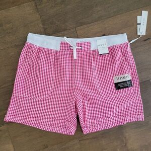 Da-sh Cuffed Shorts Gingham Hi-Rise Pockets Linen Drawstring Pink L